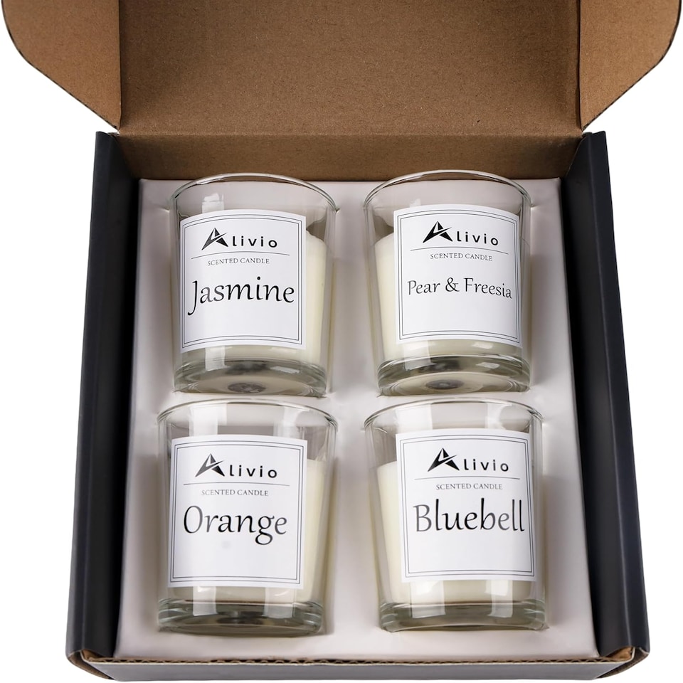 image 1 of Alivio 4-Piece Natural Soy Wax Scented Candle Set – Aromatherapy for Stress Relief & Relaxation
