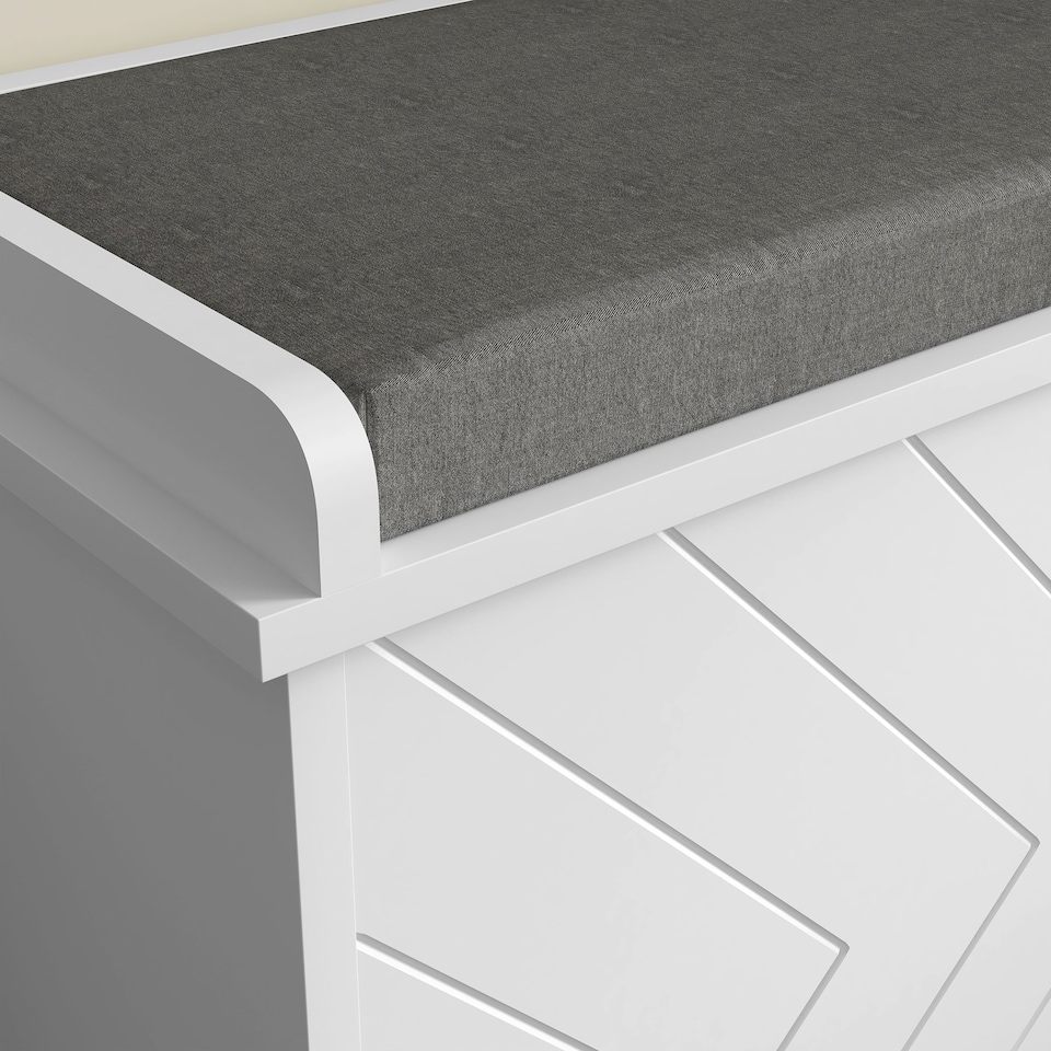 image 1 of HOMCOM Shoe Bench, Entryway Bench with Flip Drawer, Seating Cushion and Adjustable Shelf for 10 Pairs of Shoes for Hallway, White | White | White