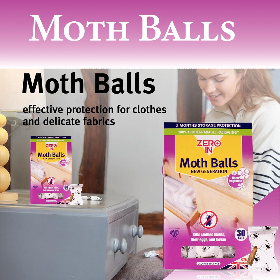 image 1 of Zero In Fabric Protection Balls for Wardrobe Drawer Storage Freshness Odor Control Long Lasting Cloth Freshener Pack of 2