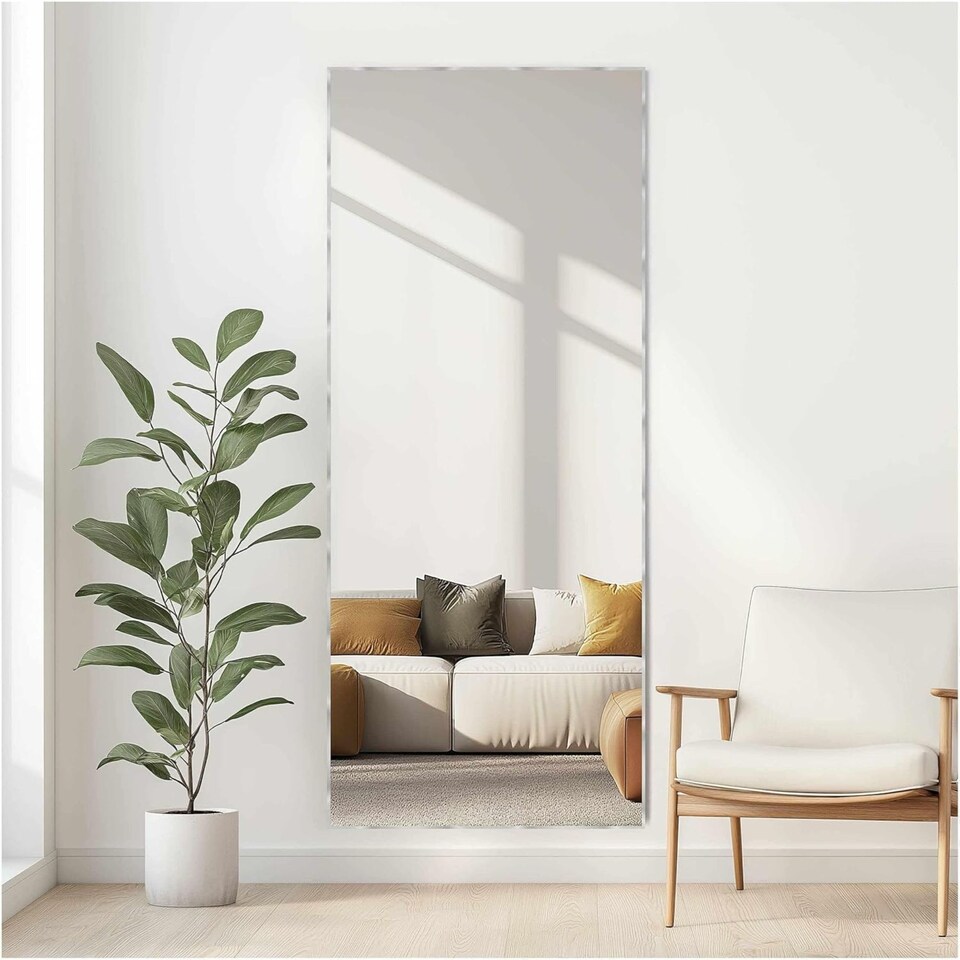 image 1 of Nielsen Alpha Aluminium Wall Mirror - Slim Minimalist Frame - Silver - 70cm x 170cm