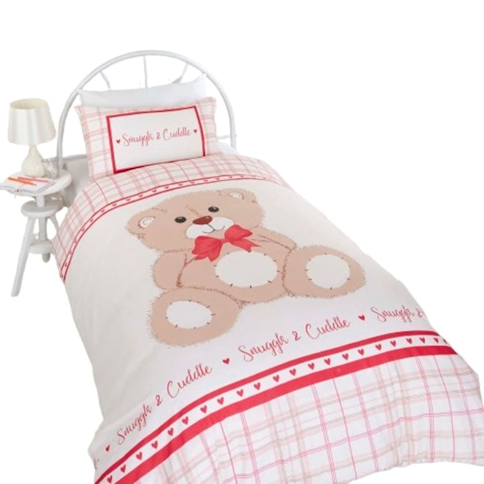image 1 of Snuggle & Cuddle Polycotton Duvet Cover Set With Pillowcase | Red | Single | 1