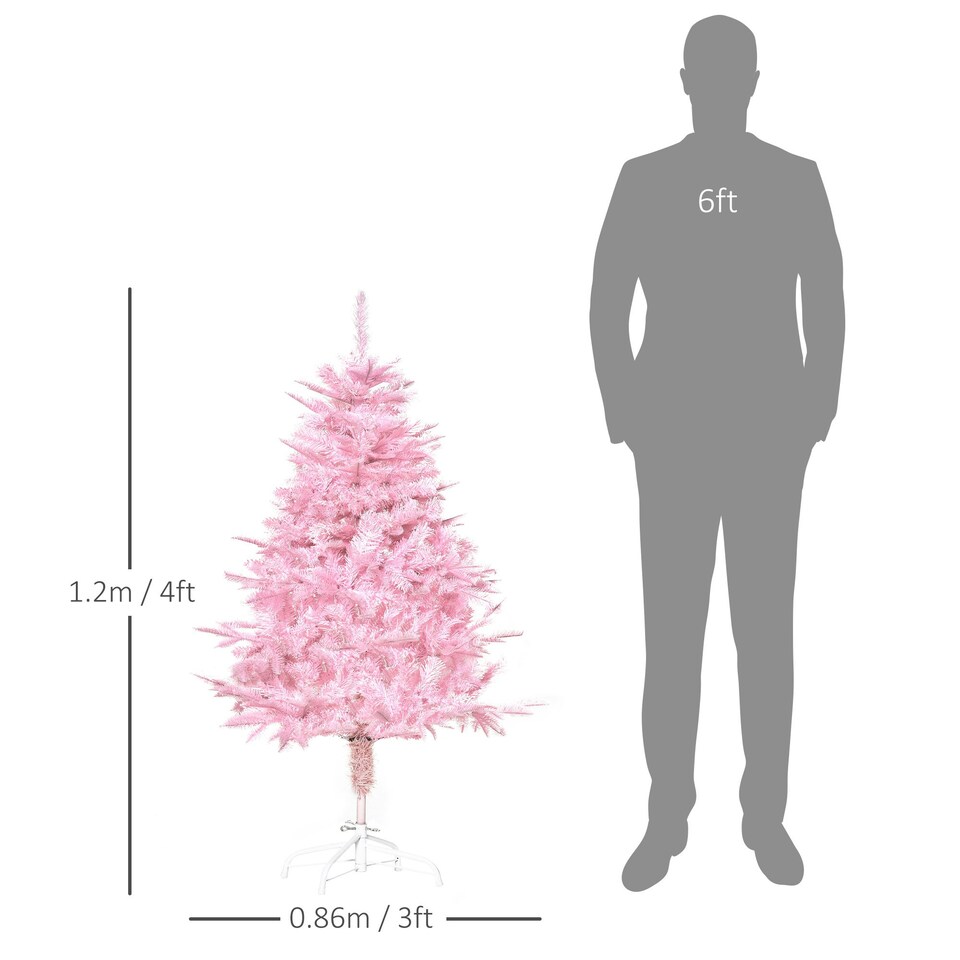 image 1 of HOMCOM 4FT Artificial Christmas Tree w/ Automatic Open for Home Party Pink