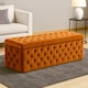image 1 of 90cm Wide Lux Ottoman Storage Box, Burnt Orange Velvet Upholstered Chesterfield Storage Ottoman Box