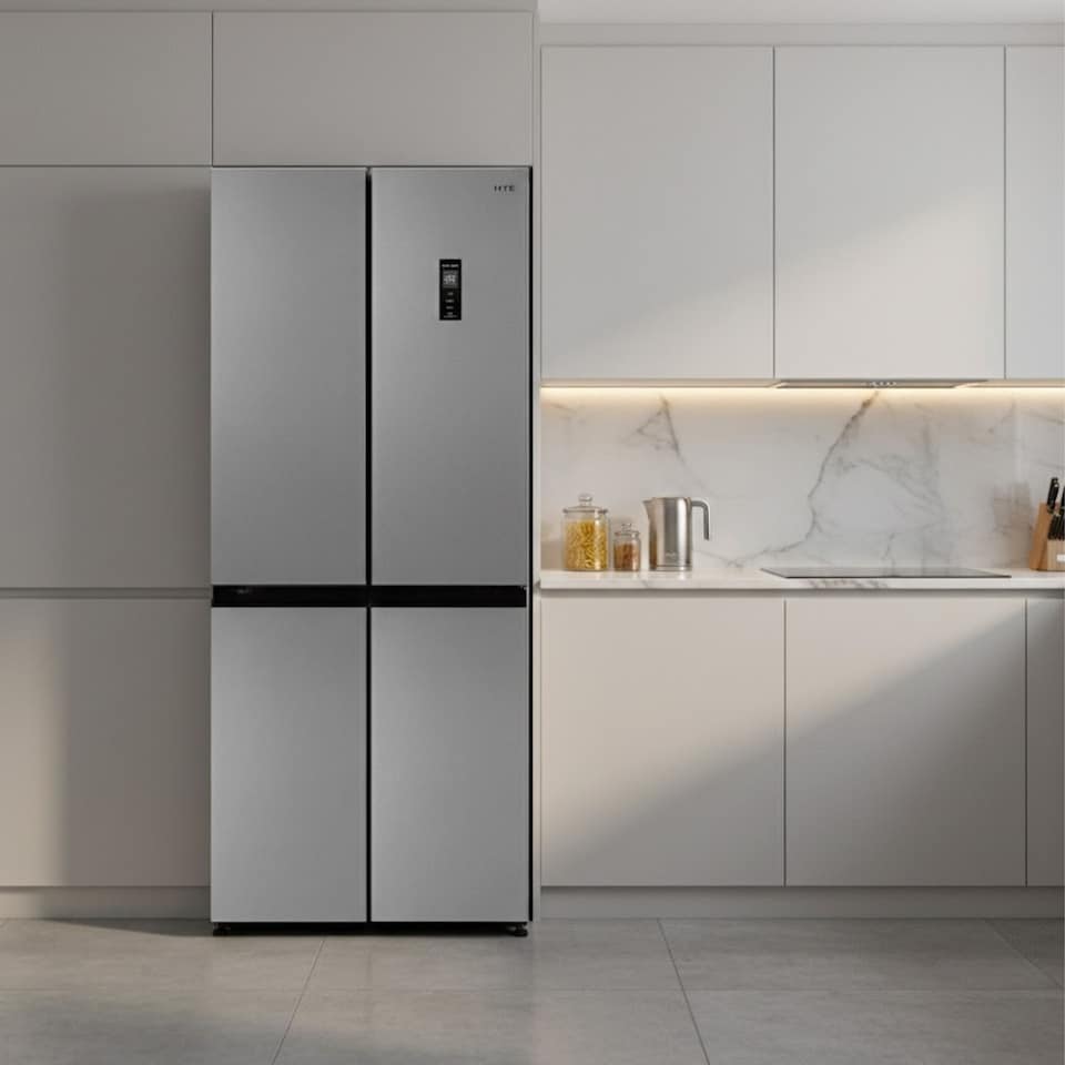 image 1 of HYE 418 Litre No Frost Cross Door American Fridge Freezer, 75cm, Silver - RF01AMCD430S03