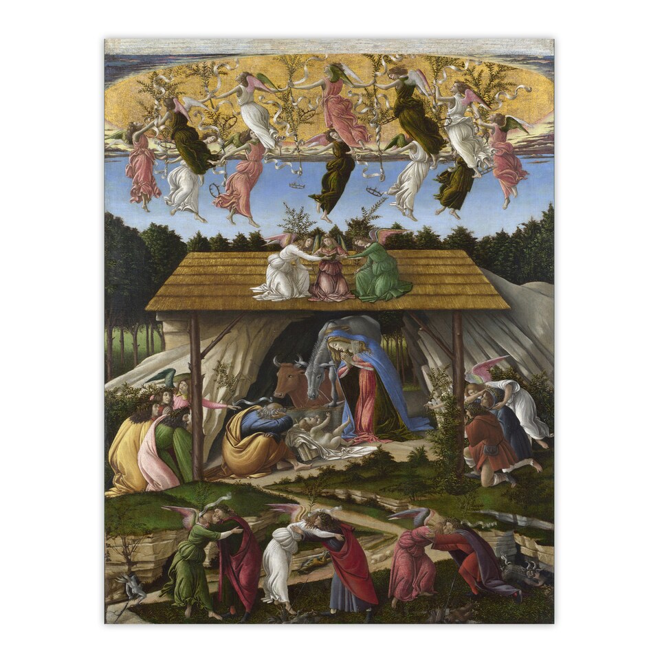image 1 of Mystic Nativity Painting Botticelli Vintage Huge Wall Art Poster Print 24X32"