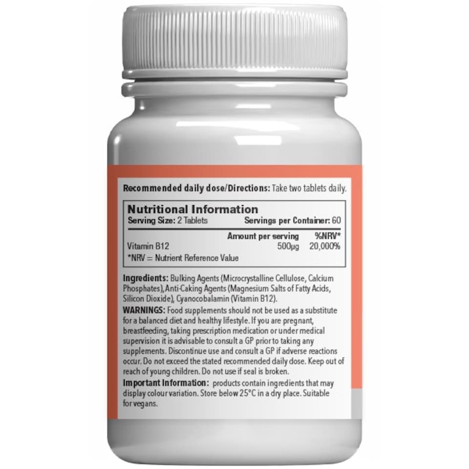 image 1 of Vitamin B12 Tablets 500mcg - 120 Tablets