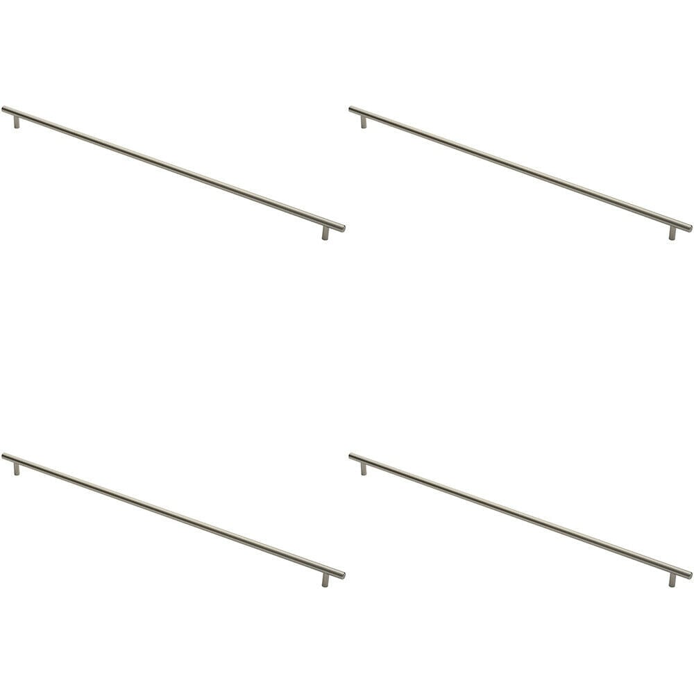 Loops 4x Round T Bar Cabinet Pull Handle 668 x 12mm 608mm Fixing Centres Satin Nickel in Metallics