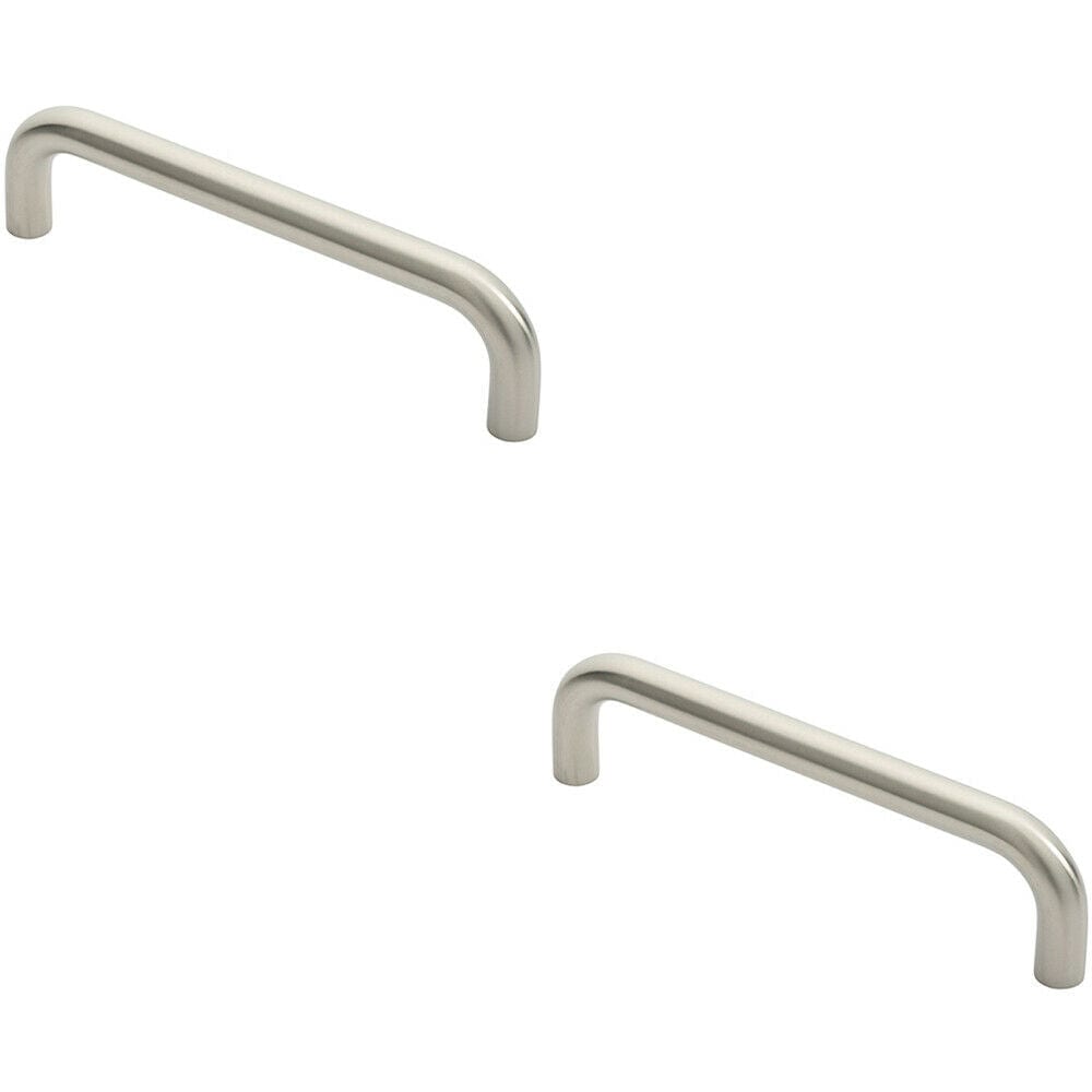 Loops 2x Round D Bar Pull Handle 244 x 19mm 225mm Fixing Centres Satin Stainless Steel in Metallics