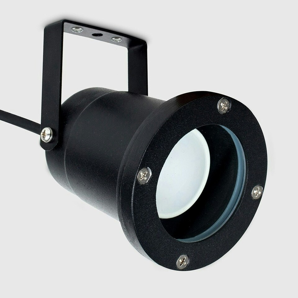 image 1 of ValueLights 4 Pack Modern Ground Spike Wall Mount IP65 Rated Outdoor Lights In Black Finish