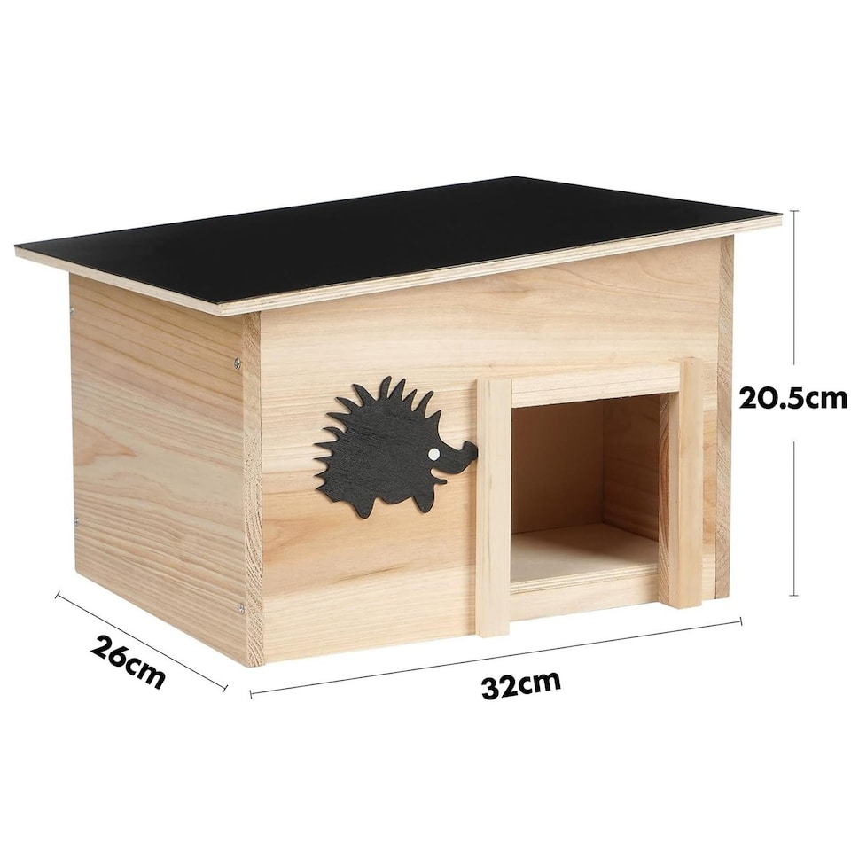 image 1 of GEEZY Hedgehog House Shelter Hibernation Den Wooden Outdoor Garden Box