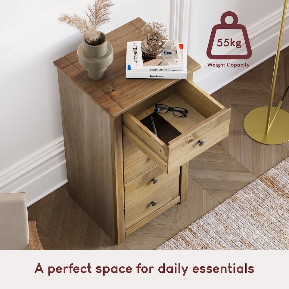 image 1 of Vida Designs Panama 5 Drawer Narrow Chest of Drawers Bedroom Storage, Solid Pine Wood