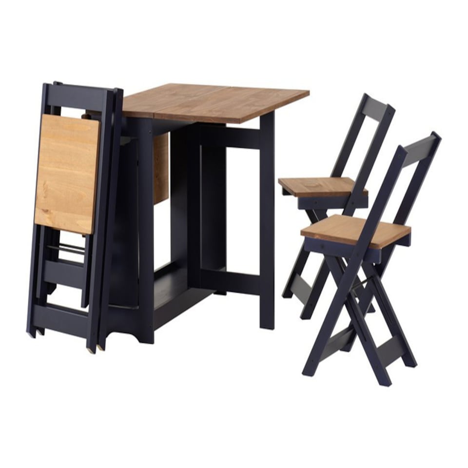 image 1 of Santos Butterfly Dining Set - Navy Blue - Distressed Waxed Pine | Black | 5