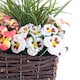 image 2 of Best Artificial Pre-Made 44cm Peach & White Pansy Flowers in Rattan Wicker Planter Pot - Suitable For Outside Use | Pink | Peach and White | 1