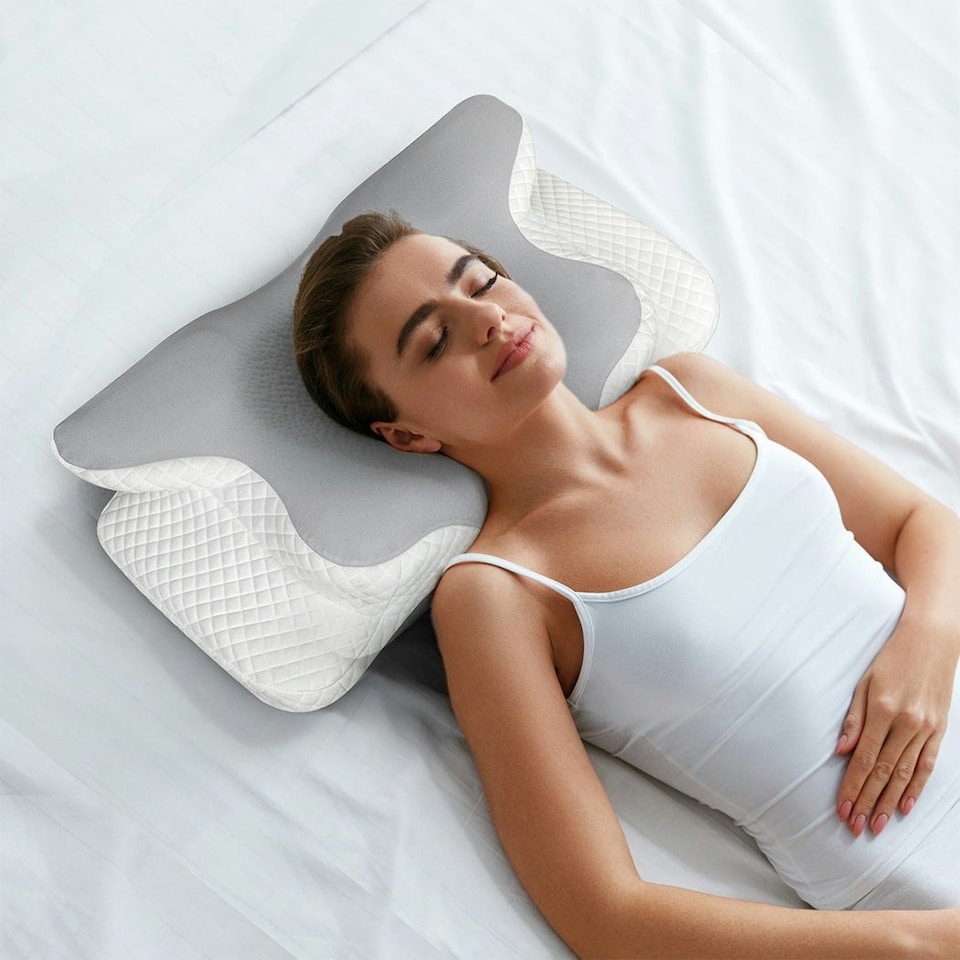 image 1 of Lavio Contour Memory Foam Pillow Cervical Neck Shoulder Pain Relief Grey Grey