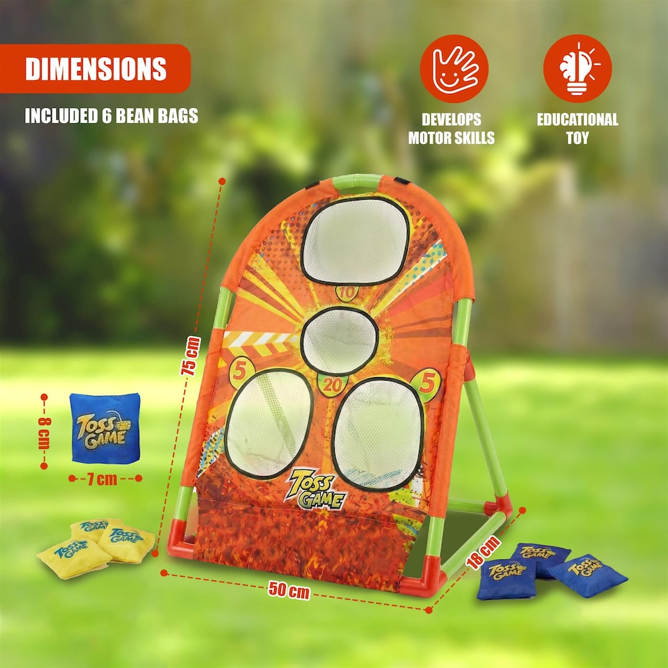 image 1 of The Magic Toy Shop Bean Bag Toss Game Set Indoor Outdoor Cornhole for Kids Adults 6 Bags