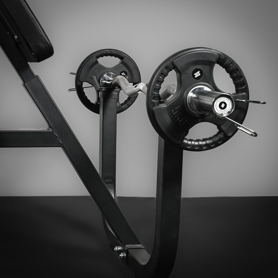 image 1 of GYM SETS Tri Grip Olympic Weight Plates- (2x 15kg (30kg) / With 7ft Cheshire Barbell + Clips)