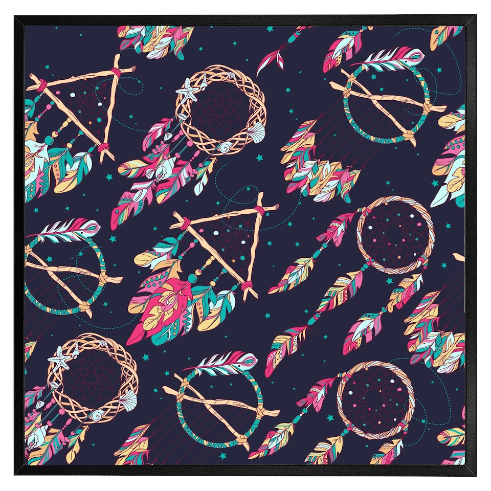image 1 of Pattern with different dream catcher amulet (Picture Frame) Brown | XL