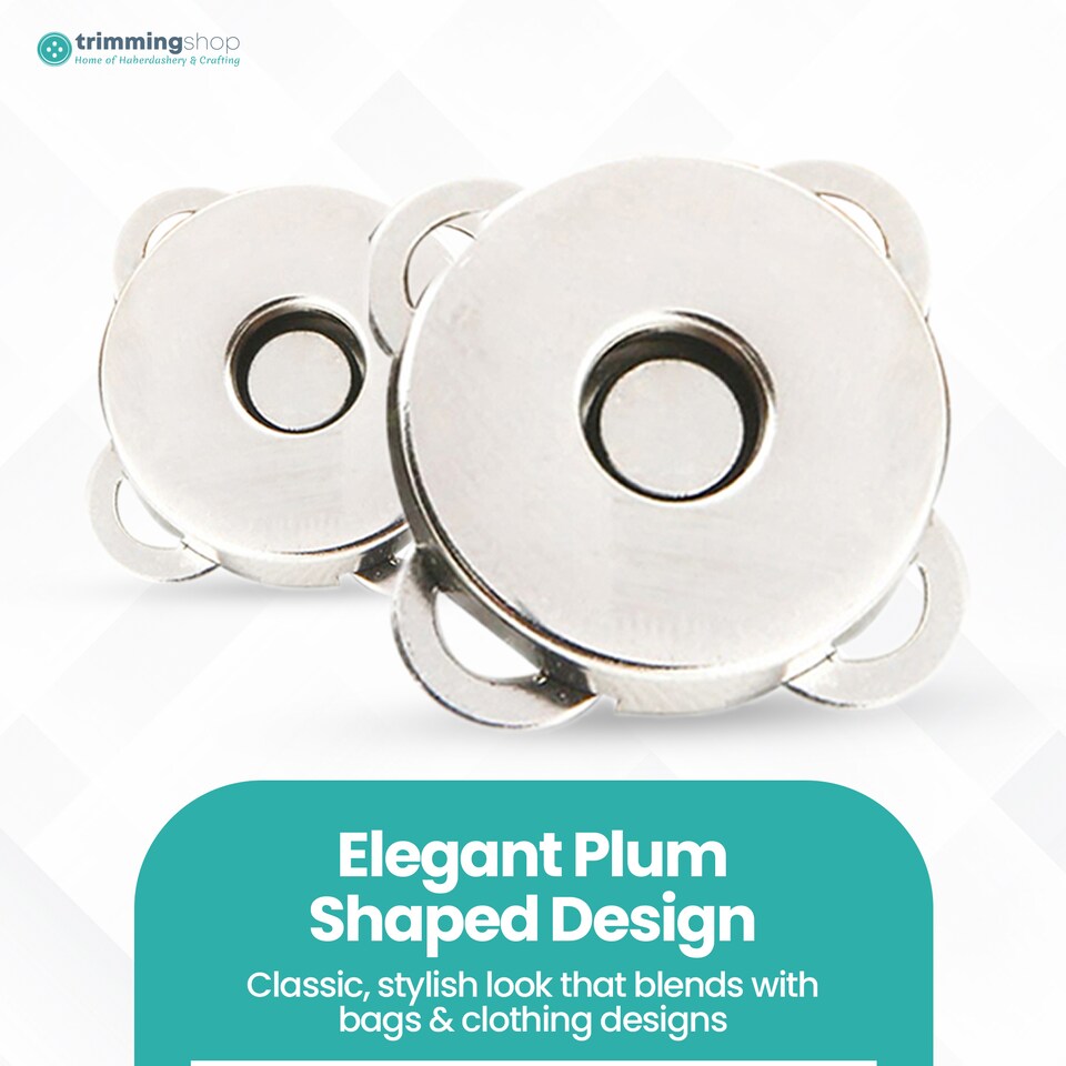 image 1 of 18mm Sew On Magnetic Press Stud Clasps, 2-Part Snap Fasteners - 2pcs