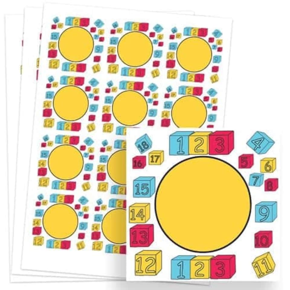 image 1 of Numbers Design 65mm Square Sticker sheet of 12