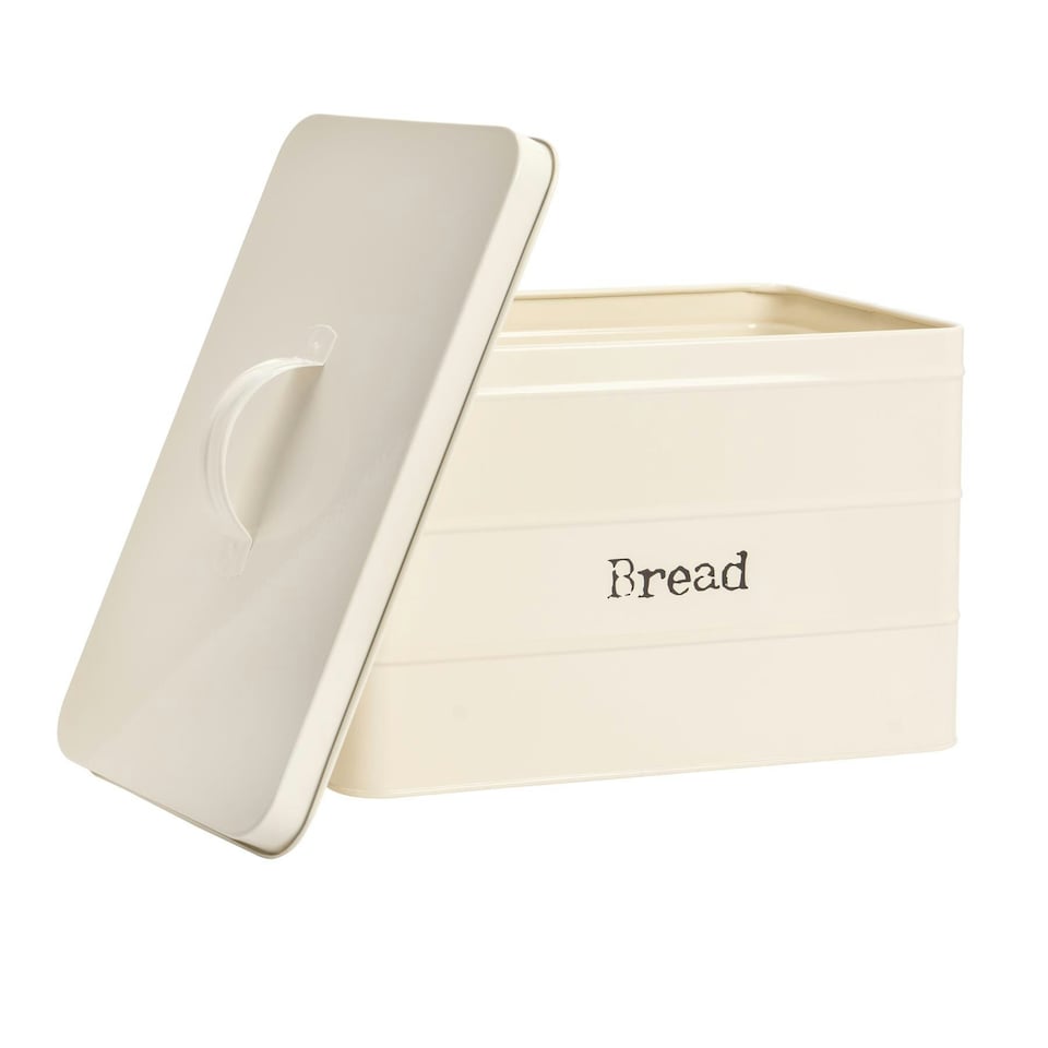 image 1 of Harbour Housewares Cream Vintage Metal Kitchen Bread Bin Kitchen Caddy Kitchen Storage Containers Canister