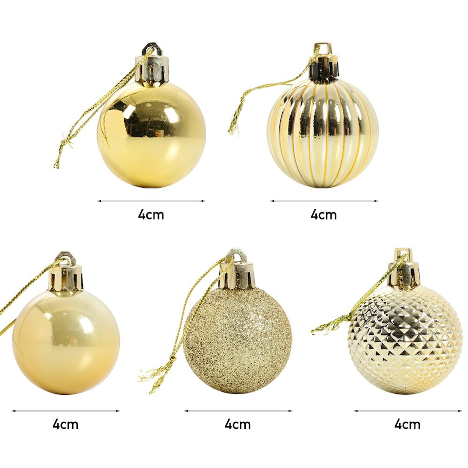 image 1 of Living and Home 36Pcs Xmas Ball Ornament Christmas Tree Deluxe Bauble Set- Gold