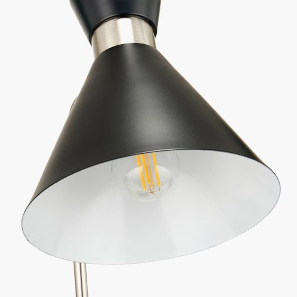 image 1 of Black and Brushed Silver Metal Table Lamp Black | Silver