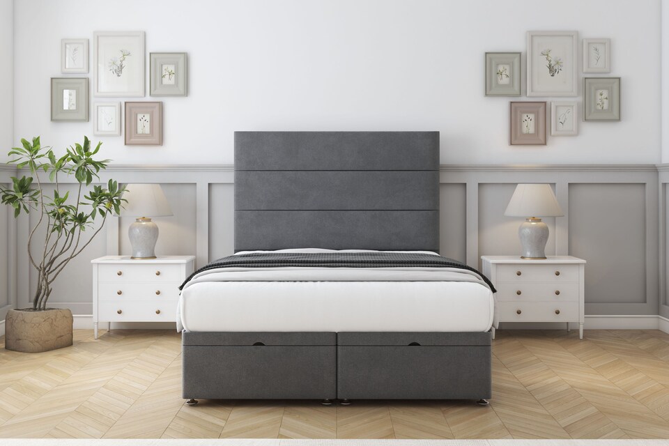 image 1 of Sloomy Texas Armour Coniston Ottoman Bed With Mattress With 54" Floor Standing Headboard 6' Super King