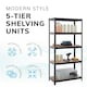 image 3 of Boltless 5 Tier Shelving Racking Heavy Duty Steel Shelf Unit Shed Garage Home Black Black