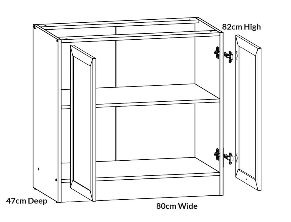 image 1 of 800mm Kitchen Cabinet Base Unit 2 Door 80cm Cupboard Wenge and Light Oak Effect Storage Junona