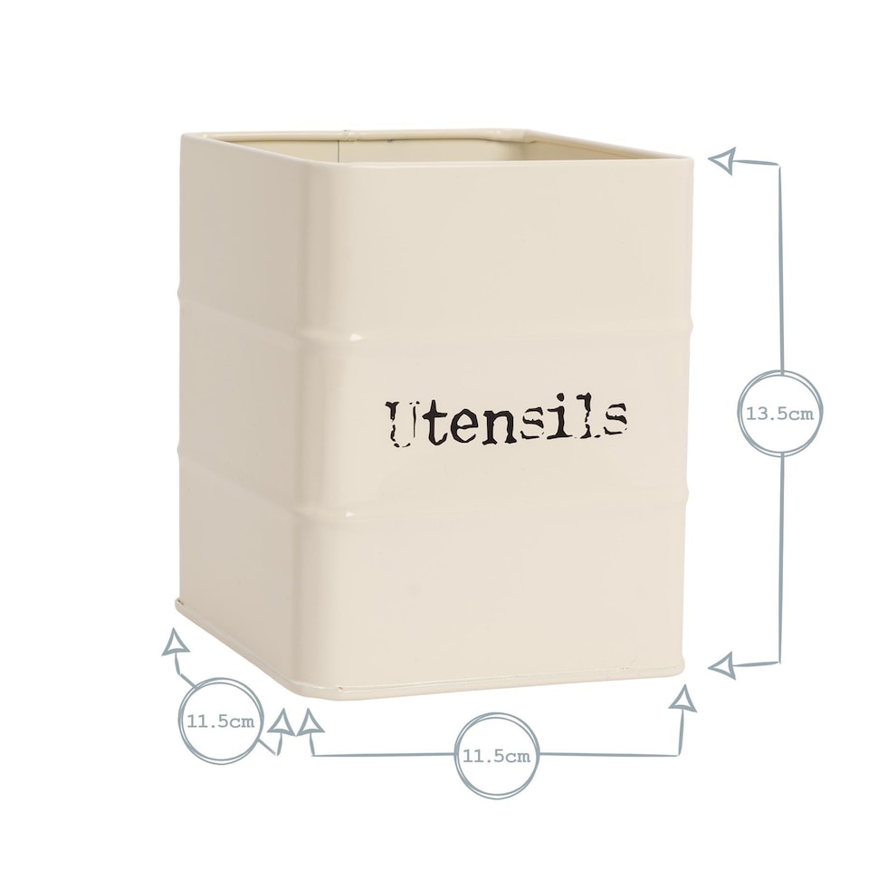 image 1 of Harbour Housewares Vintage Metal Kitchen Utensils Canister - Cream | Cream | Cream | 1