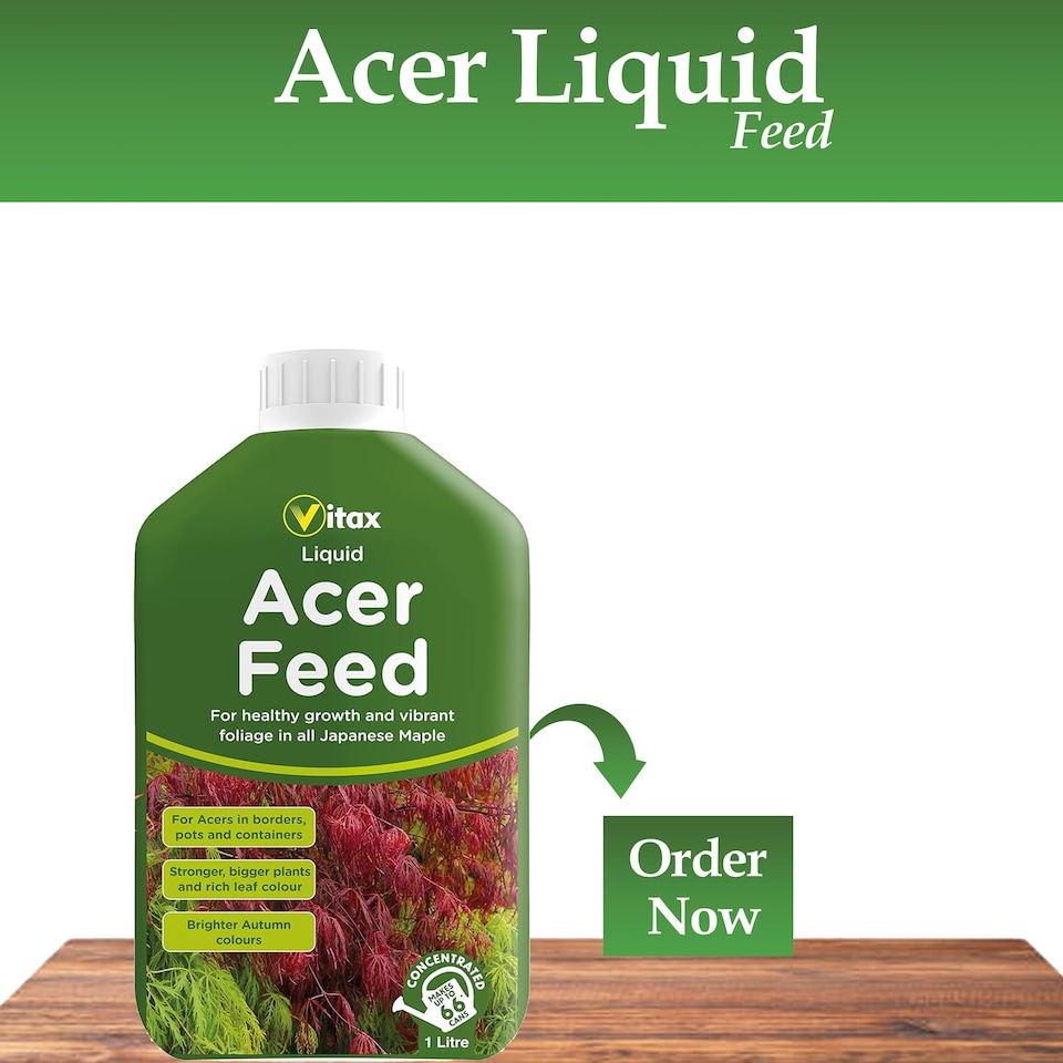 image 1 of Vitax Liquid Acer Feed 1L Concentrated Fertiliser for Japanese Maple Trees Acer Plants Vibrant Foliage and Root Growth