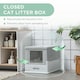image 5 of PawHut Hooded Cat Litter Box, Pet Toilet w/ Scoop, Tray - Grey