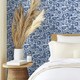 image 3 of Folksy Floral Wallpaper in Blue on White Blue