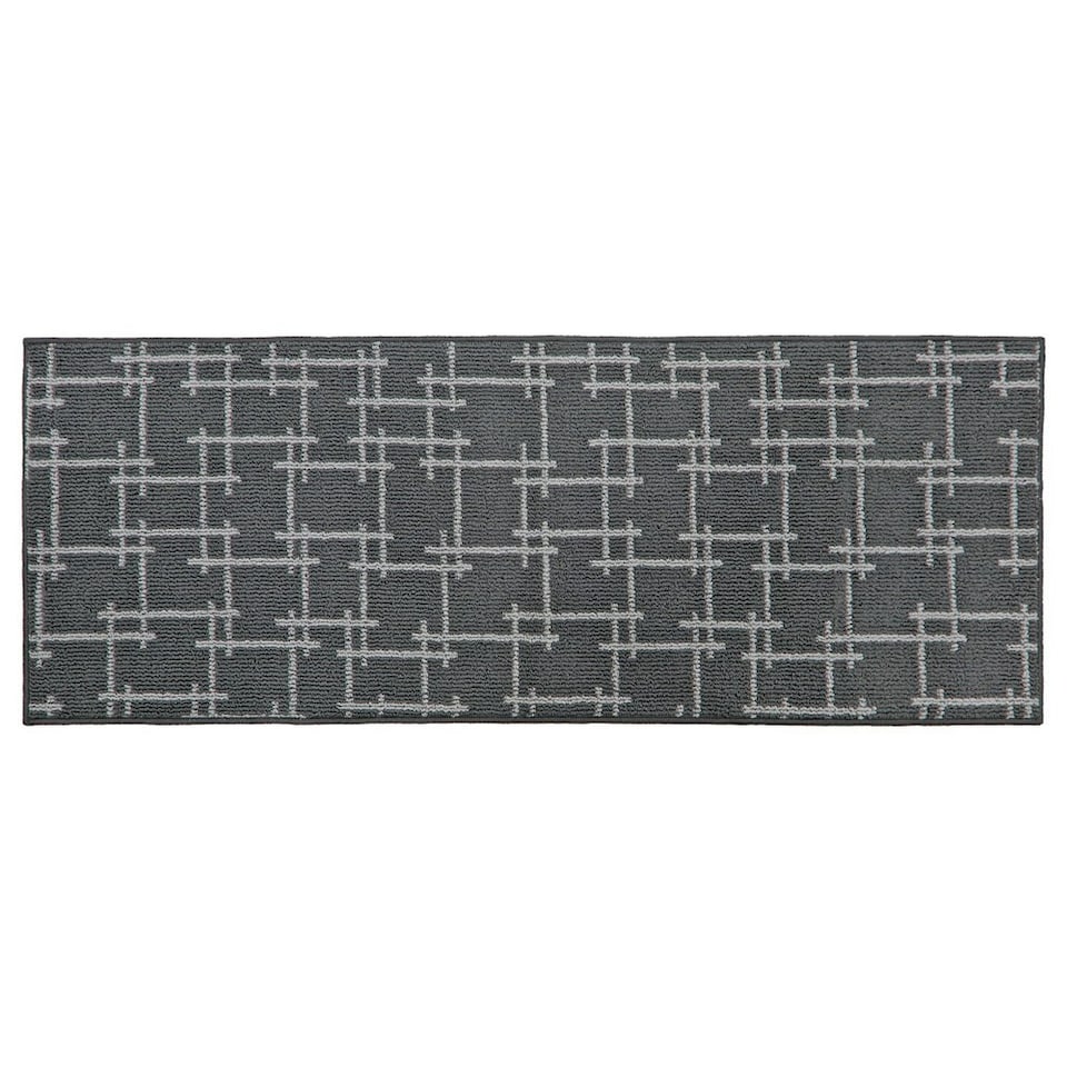 image 1 of JVL Vector Machine Washable Latex Backed Runner Doormat, 57x150cm, Grey
