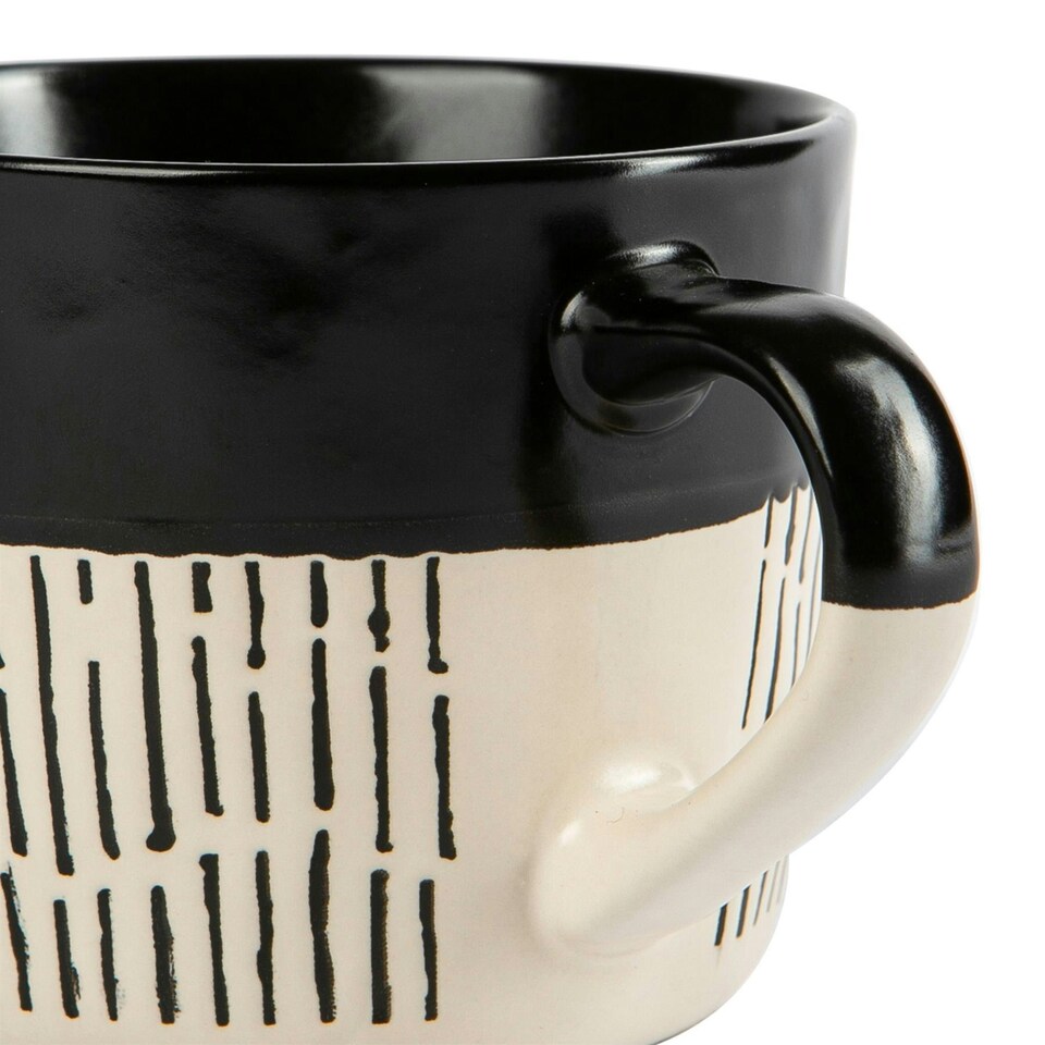 image 1 of Nicola Spring Ceramic Dipped Dash Coffee Mugs - 475ml - Black - Pack of 6 Black
