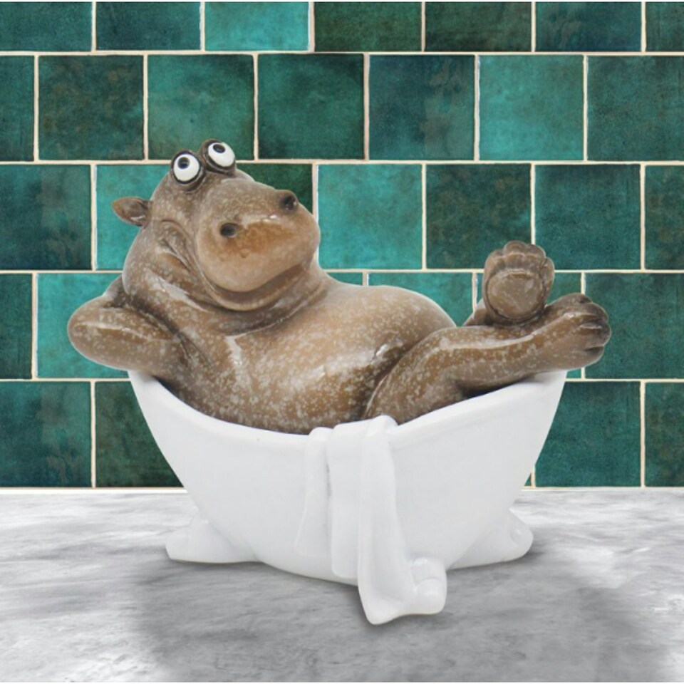 image 1 of 'Bathtime' Hippo in Bath Tub Figurine Novelty Bathroom Decoration (Copy)