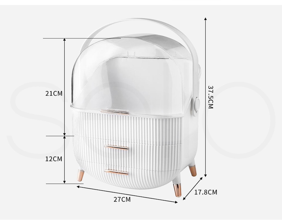 image 1 of ilus Makeup Organizer Case Drawer Portable Cosmetic Jewellery Storage Box White