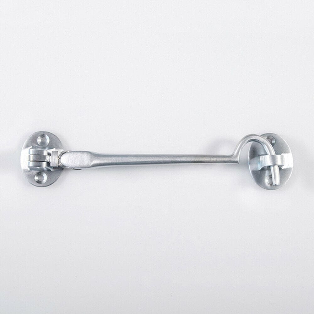 Loops Heavy Duty Cabin Hook & Eye Satin Chrome 152mm Arm Cabinet Hatch Lock