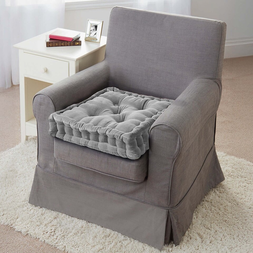 image 1 of Coopers Of Stortford Booster Cushion Cotton Velvet Chair Seat Riser Support