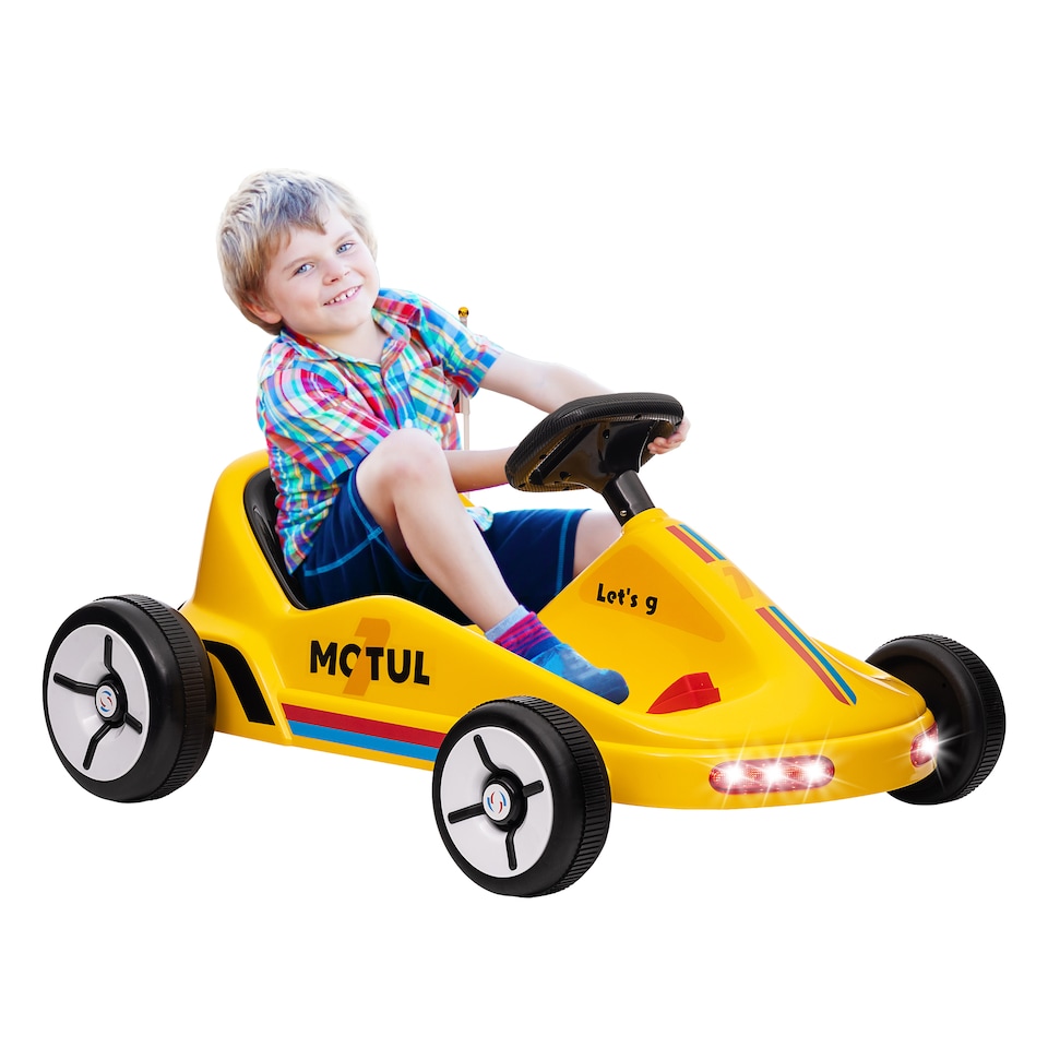 image 1 of AIYAPLAY Electric Go Kart, 6V Battery Powered Kids Go Kart with Music, Light, Horn, Kids, Ride on Car for 3-5 Years, Yellow