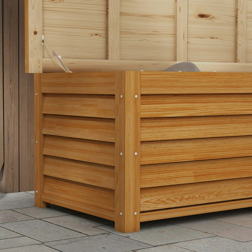 image 1 of Outsunny 292L Outdoor Storage Box for Patio, Pool, Light Brown 