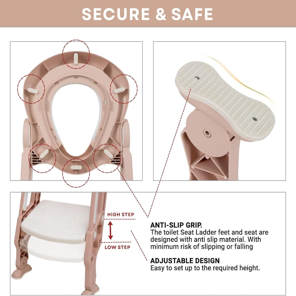 image 1 of Straame Toddler Toilet Ladder Seat - (White-Pink)