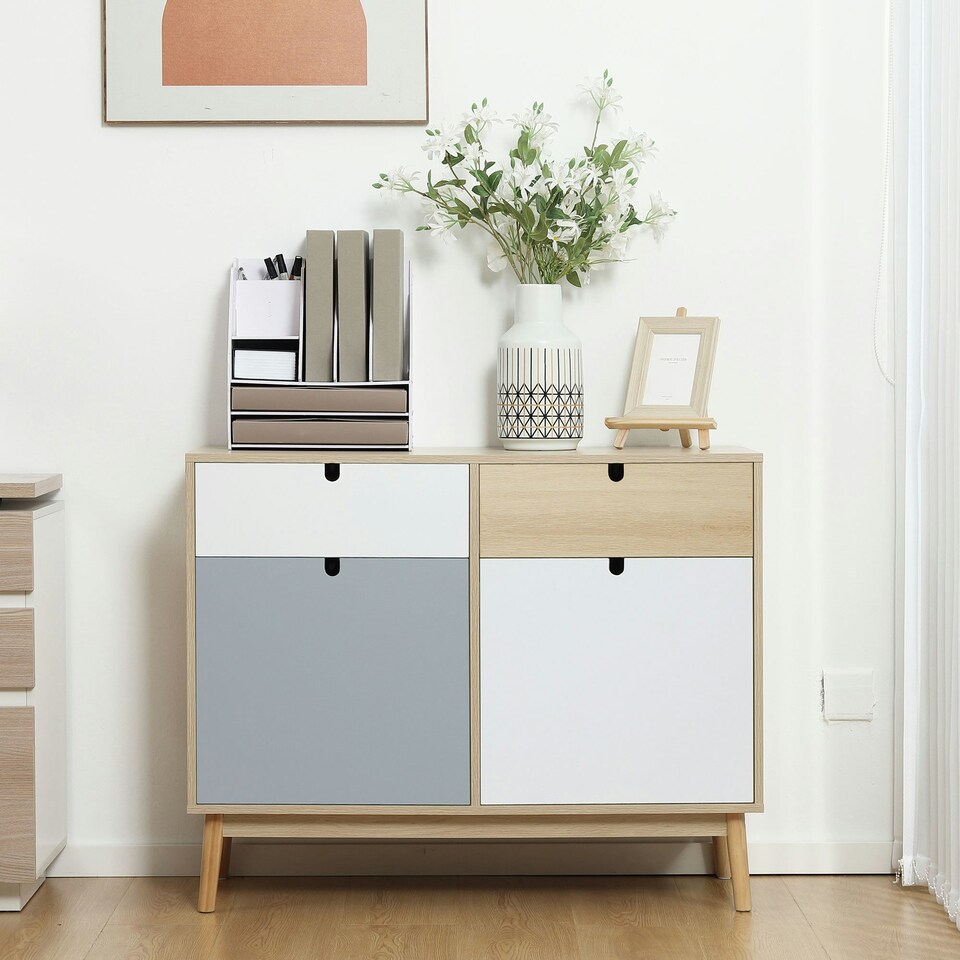image 1 of HOMCOM Sideboard Storage Cabinet Kitchen Cupboard with Drawers for Bedroom