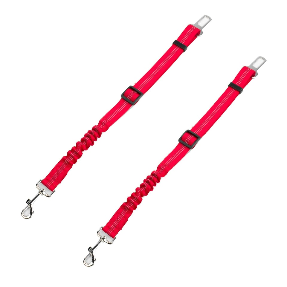 image 1 of KCT Red Car Seatbelt for Dogs - 2 Pack Red | L