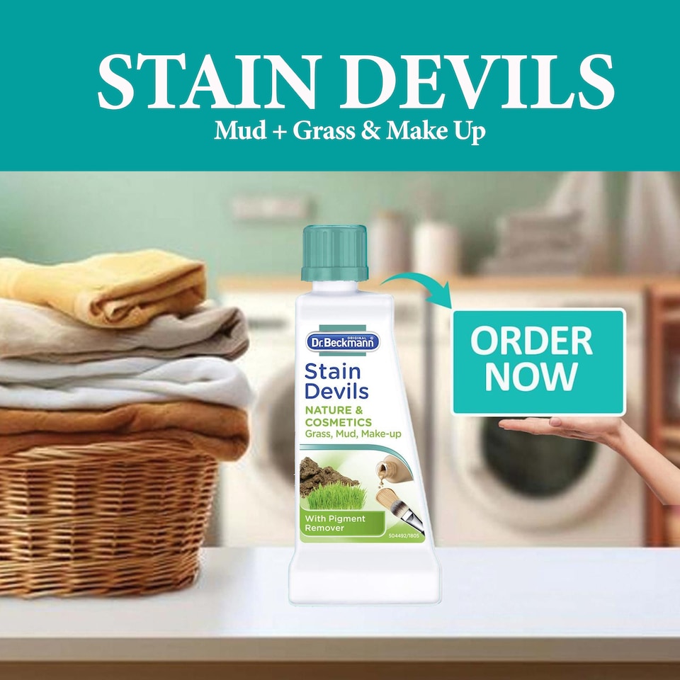 image 1 of Dr Beckmann Stain Devils Cosmetics and Nature Remover 50ml Makeup Lipstick Grass Mud Soil Pollen Stain Cleaner