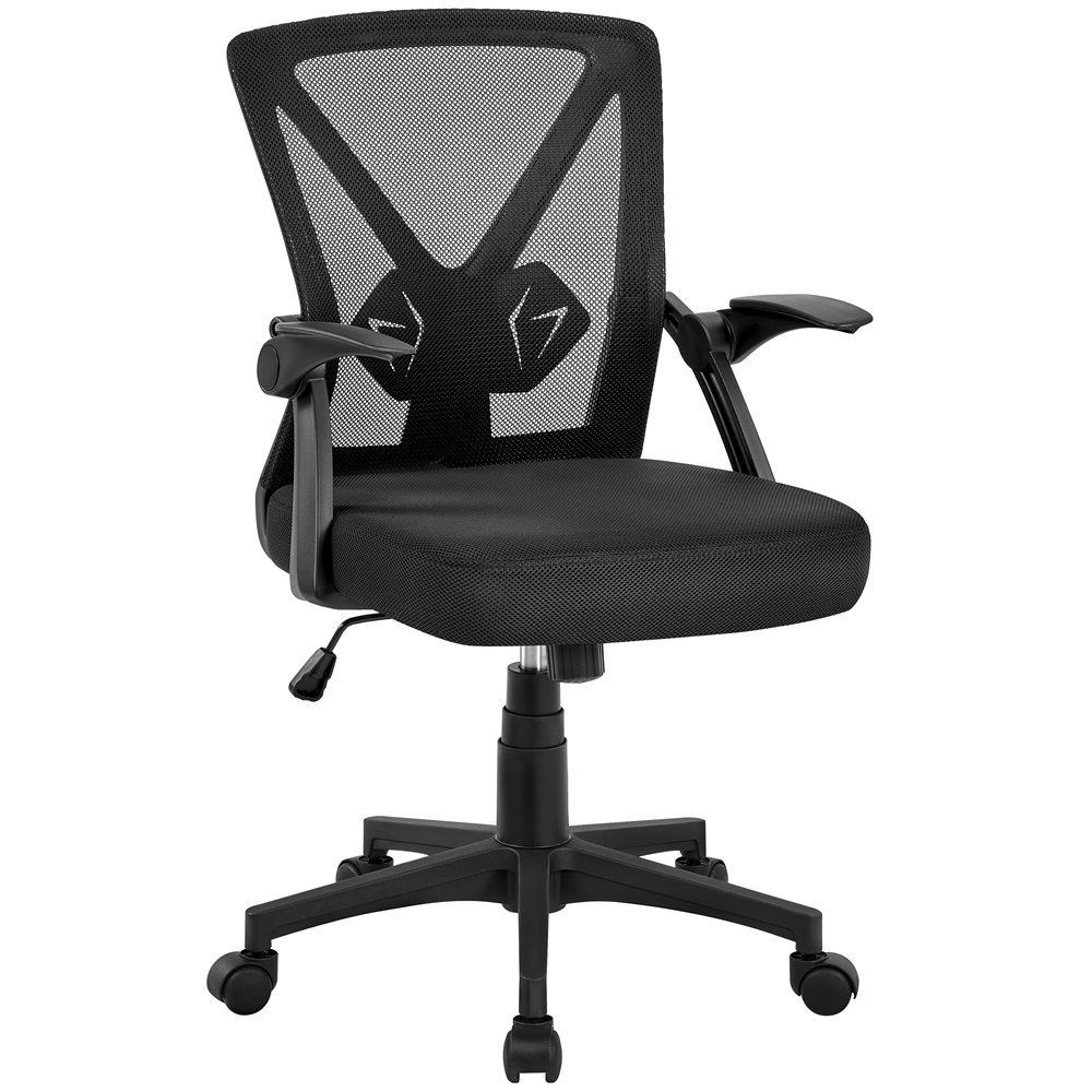 Yaheetech Mesh Office Chair with 90° Flip-up Armrests | Black