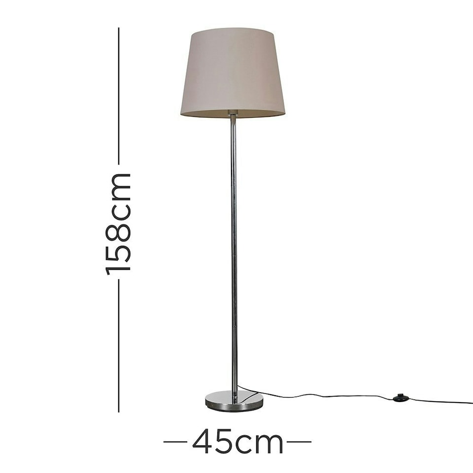 image 1 of ValueLights Modern Polished Chrome Metal Standard Floor Lamp With Pink Shade