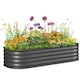 image 1 of Outsunny Galvanised Raised Garden Bed Planter Box with Safety Edging, Dark Grey