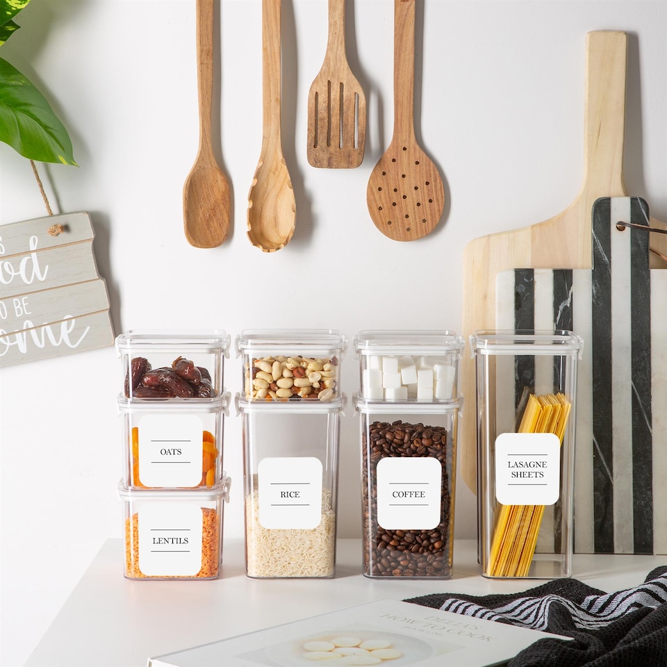 image 1 of Argon Tableware 8 Piece Food Storage Containers Set - 4 Sizes - White