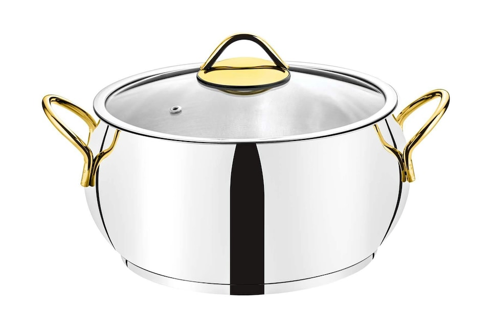 image 1 of Sevval Collection 8-piece Stainless Steel Cookware Set (Gold Handles)